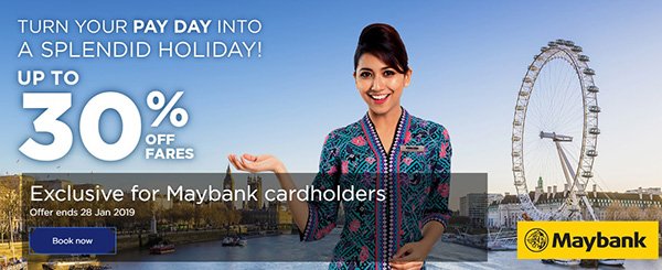 Malaysia Airlines Up To 30% Off Fares for Maybank Cardholders