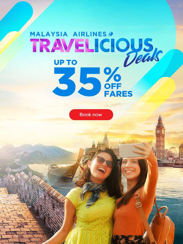 Malaysia Airlines Travelicious Deals up to 35% Off