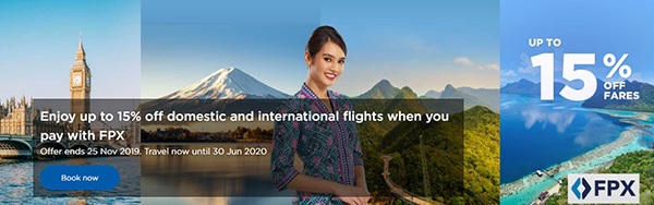 Malaysia Airlines Exclusive Pay Day Deal up to 15% Off with FPX